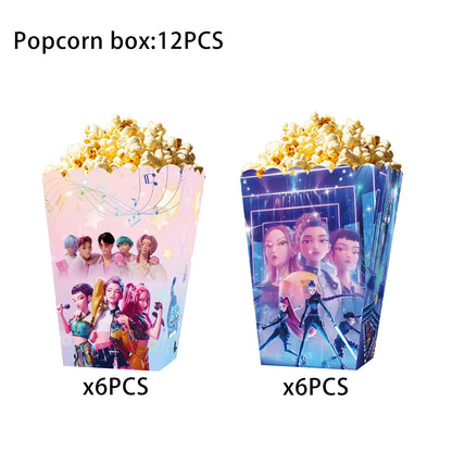 K-Pop Hunters "Idol Snack" Party Set: Candy Boxes, Popcorn Buckets & Food Trays