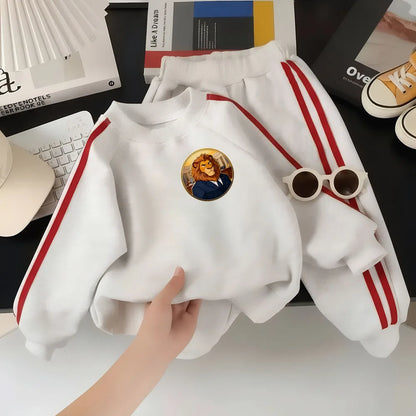 2026 Spring Boys and Girls Long Sleeve Clothes Sets Kids O Neck Hoodies and Long Pants 2pcs Suit Children Casual Sweatshirts Set