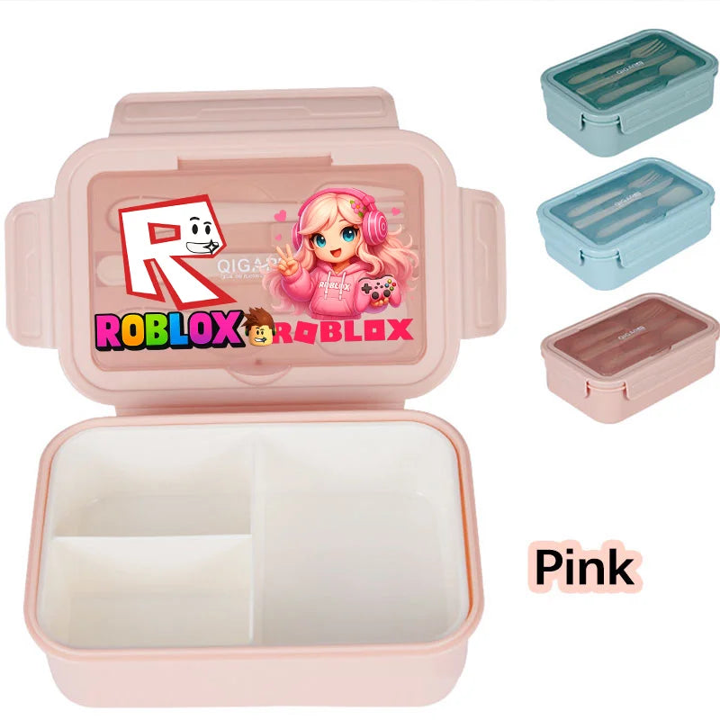 Game Roblox Student Portable Fruit Food Preservation Box Lunch Box with Tableware That Can Be Microwave Heated