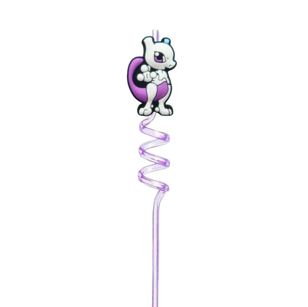 FUNISM Pikachu series cartoon creative spiral straws decorate party reusable colorful straws
