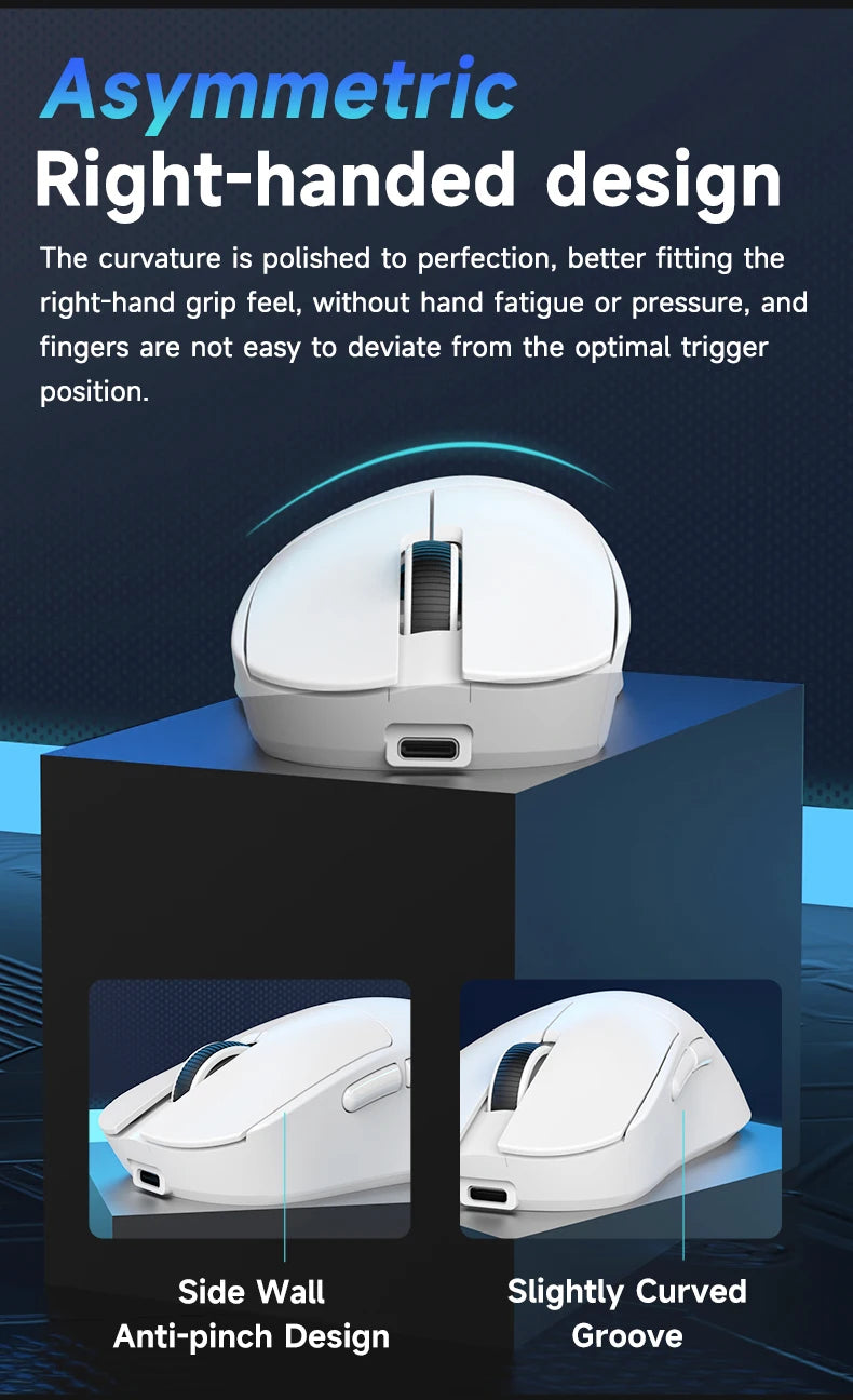 AJAZZ NJ08 Tri-Mode Wired/2.4G/Bluetooth Gaming and Office Mouse with RGB Lighting and Lightweight Design