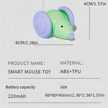Interactive Cat Toys Colorful LED Electric Mouse Automatic Teaser Kitten Toy Intelligent Obstacle Avoidance Pet Toy USB Charging