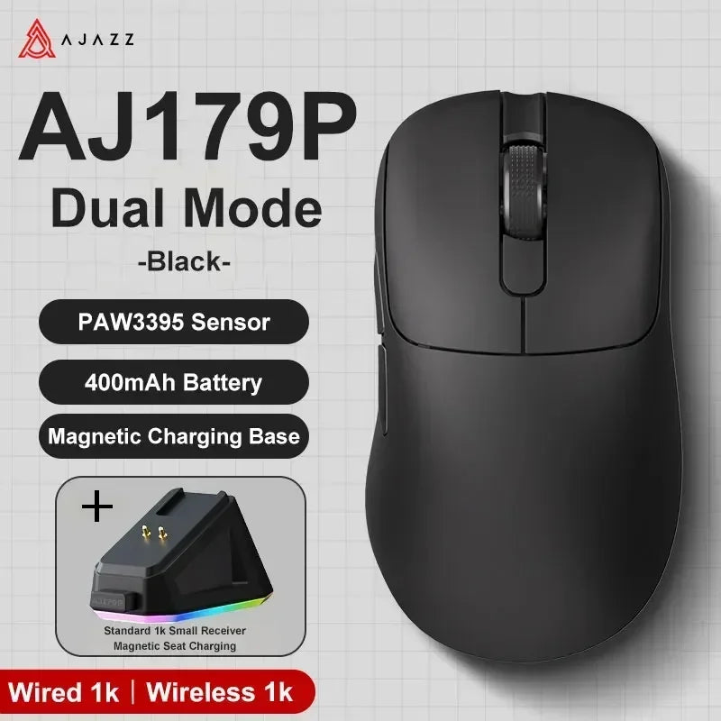 Ajazz AJ179 Apex AJ179PRO 8kHZ Wireless  Gaming Mouse PAW3950 Sensor 30000DPIR GB Charging Dock Macro Defines The Wired Mouse