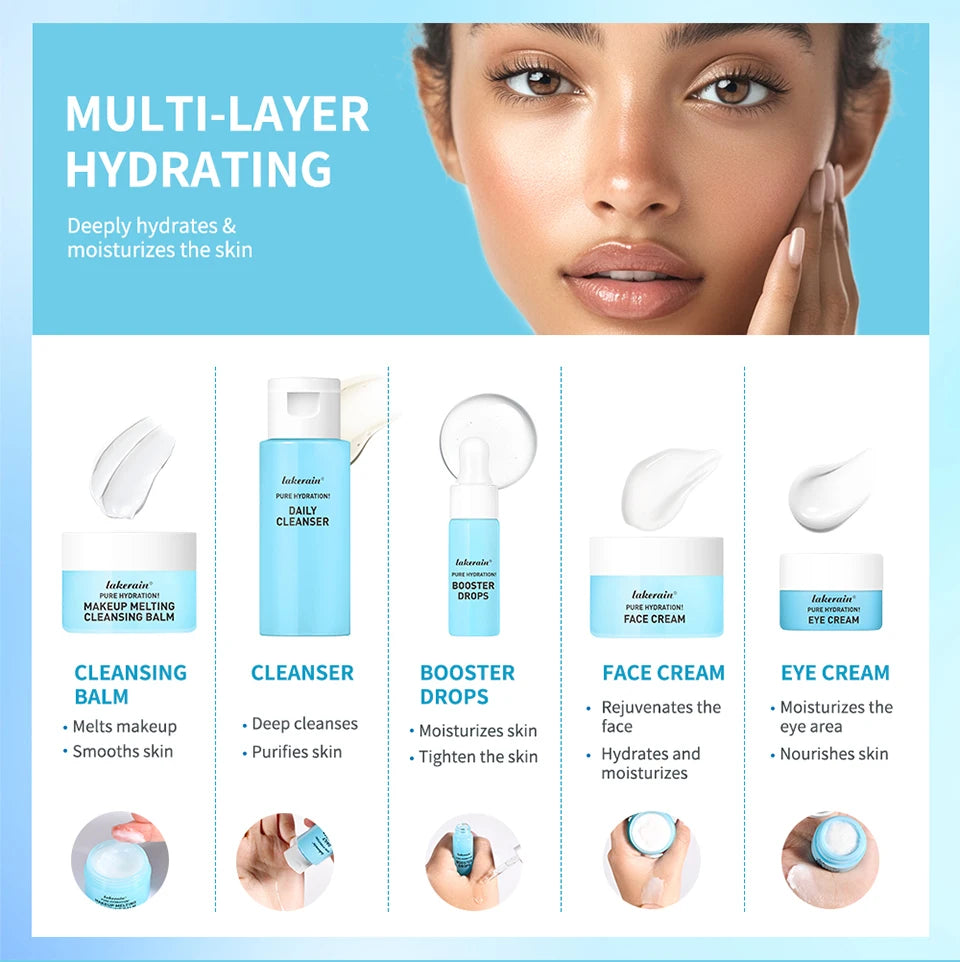 lakerain Pure Hydration! Travel Skin Care Set: 5-Piece Mini Essentials Kit
