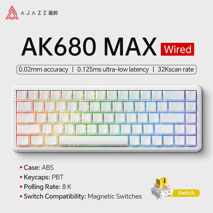 AJAZZ AK680 MAX/V2 Mechanical Keyboard HE Hall Effect Switch 60% 8k/1K RGB Wired/Wireless Gaming Rapid Trigger Magnetic Keyboard