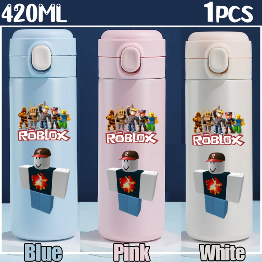 Roblox Anime Water Bottle DynaBlocks 304 Stainless Steel Thermos Cup 420ML Gourde Game Straight Drinking Cup Holiday Gifts