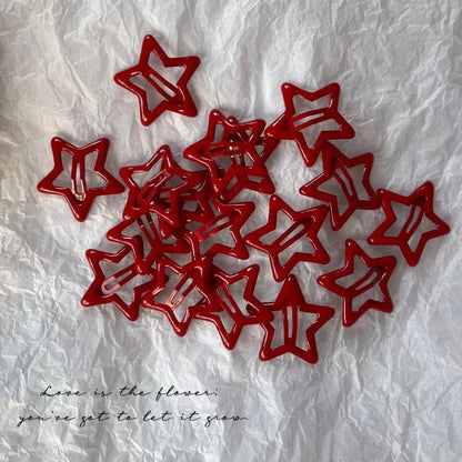 Red Star Snap Hair Clips.