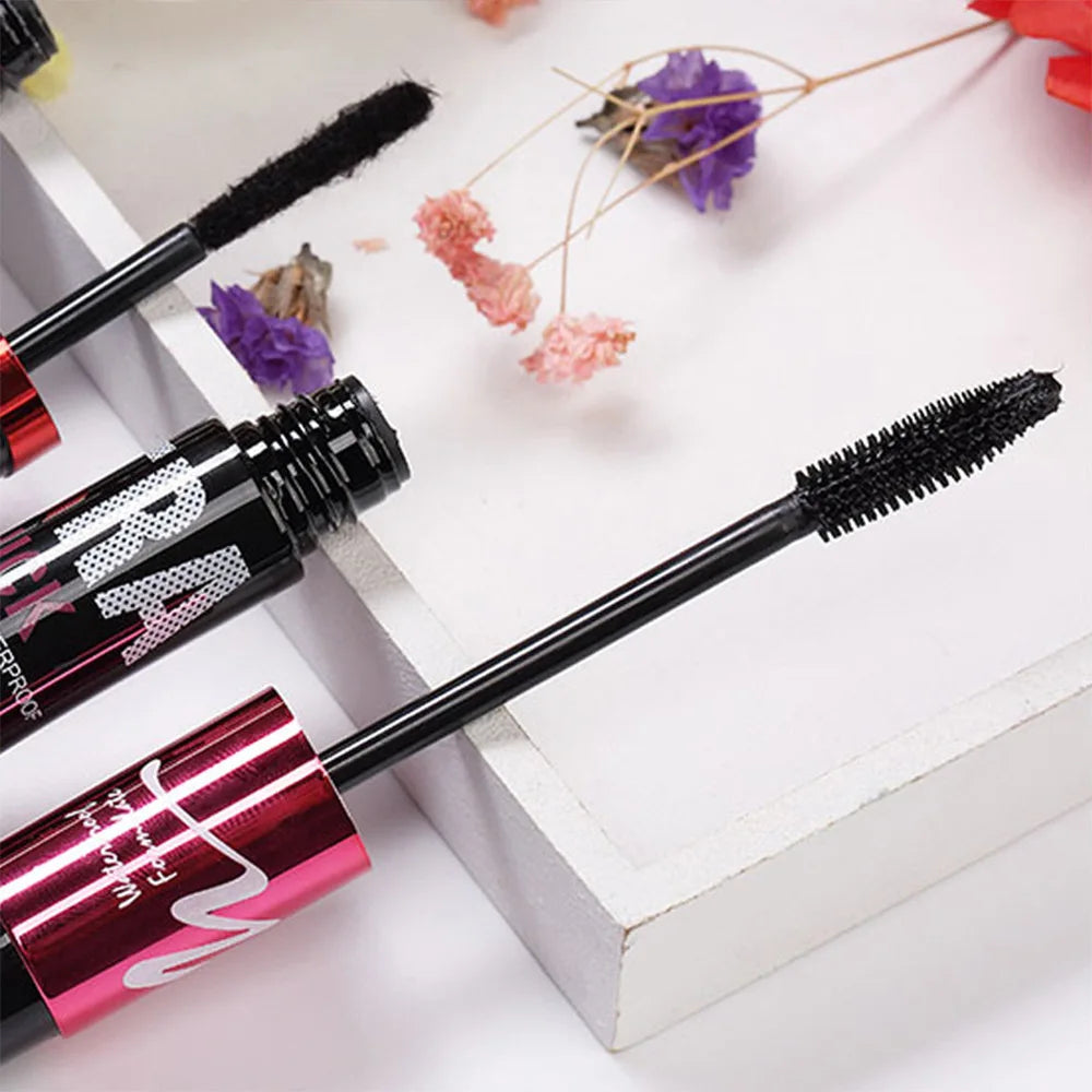 GECOMO 4D Silk Fiber Mascara Combo Set: Double Tube Waterproof Lash Extension