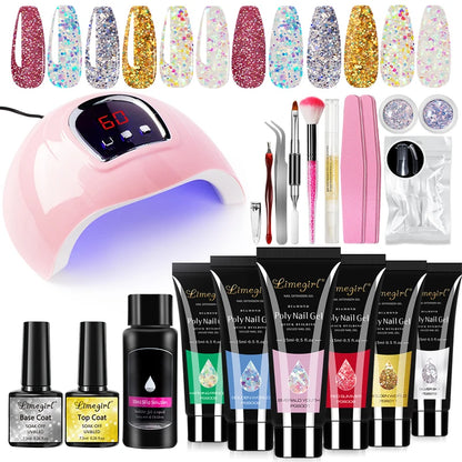 LIMEGIRL Acrylic Manicure Kit UV LED Light Semi-Permanent Gel Varnish Kit Gel Extension Nail Kit Dryer Soak Manicure Tool Kit