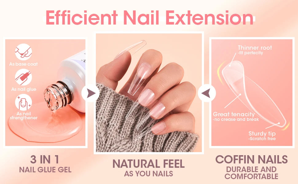 8 Colors Gel Nail Polish Kit with 36W UV Light Nail Dryer 504Pcs Coffin Fake Fails Tips and Glue Prep Top Base Coat Manicure Kit
