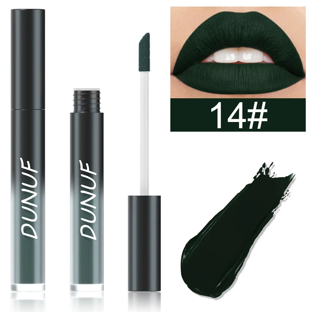 DUNUF 32 Color Matte Liquid Lipstick: Bold Pigment Non-Stick Lip Glaze
