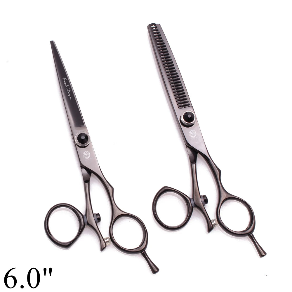 Professional Hairdressing Scissors 5.5" 6" Purple Dragon JP 440C Swivel Thumb Hair Cutting Scissors Barber Thinning Shears Z9019