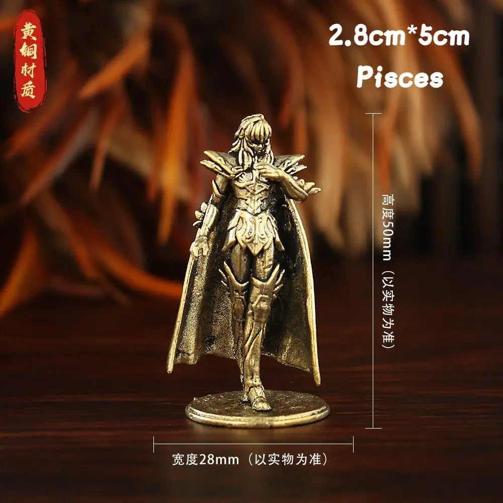 Golden Gold Saints Mini Figures Set Brass Style Anime Collectible Statues Luxury Desk Decor Gift for Anime Fans