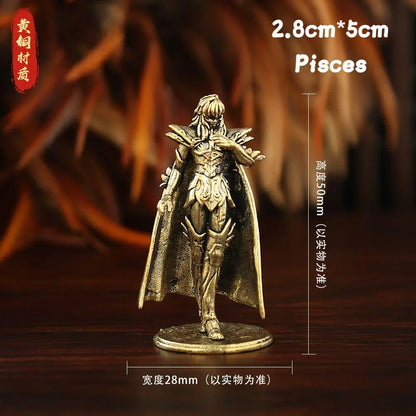 Golden Gold Saints Mini Figures Set Brass Style Anime Collectible Statues Luxury Desk Decor Gift for Anime Fans