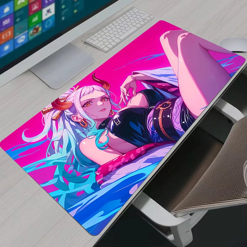 One Piece Yamato XXL Gaming Mouse Pad: Neon Pink Anime Desk Mat & Keyboard Rug