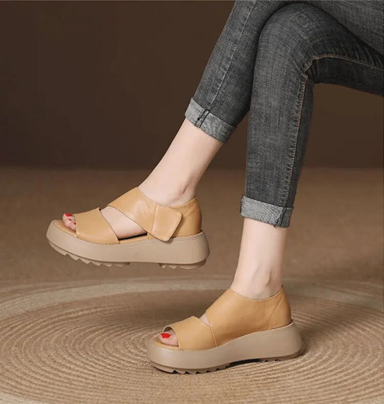 Women's Soft Muffin Sandals Breathable Retro Roman Sandals Thick Bottom Roman Women's Sandals