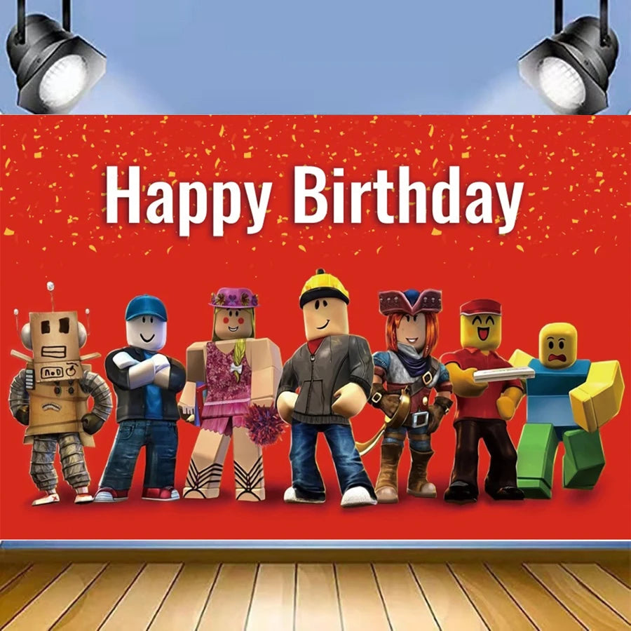 Robot Boy Happy Birthday Decoration Tableware Set Roblox Paper Tablecloth Plate Cup Cake Balloon Baby Shower Game Party Supplies