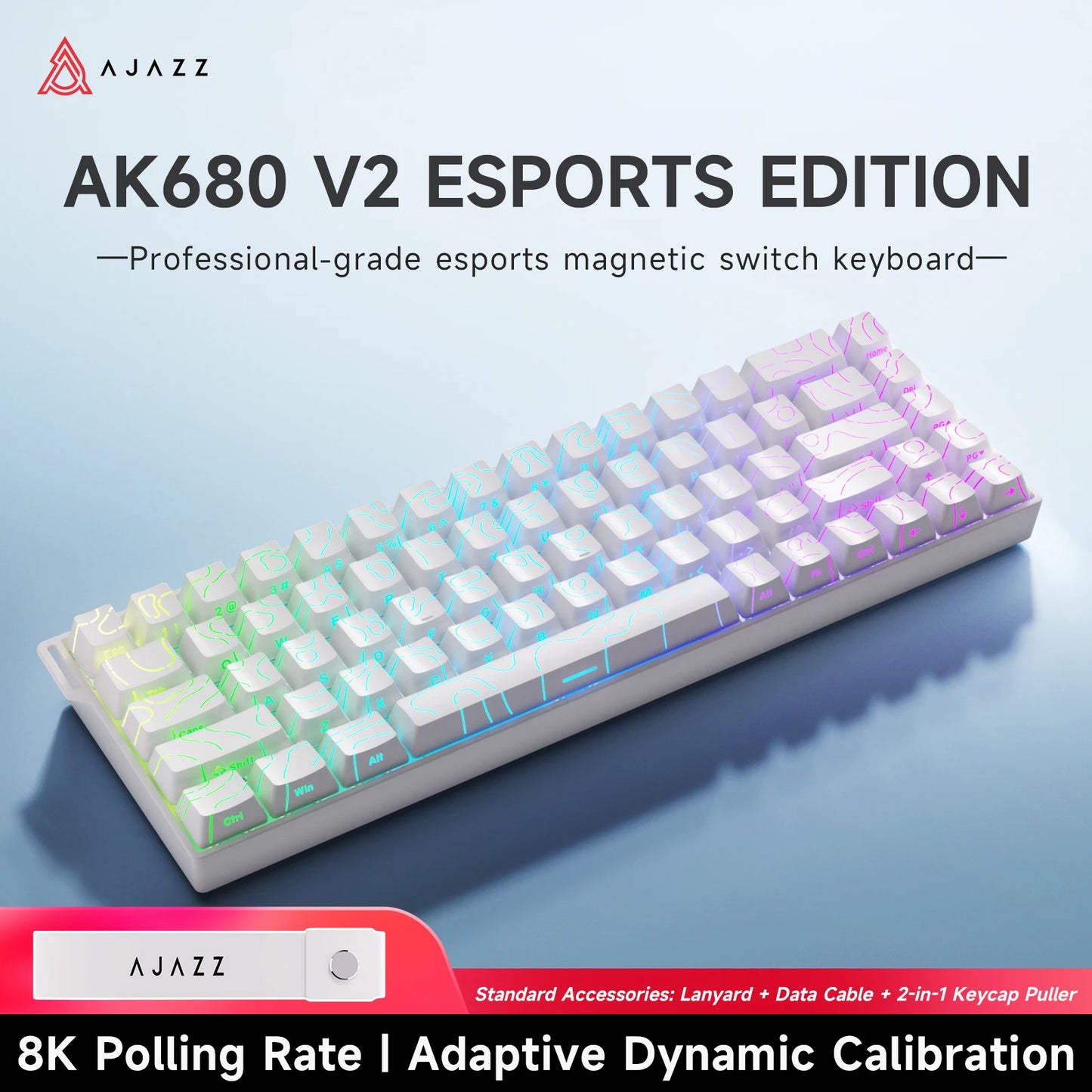 AJAZZ AK680 MAX/V2 Mechanical Keyboard HE Hall Effect Switch 60% 8k/1K RGB Wired/Wireless Gaming Rapid Trigger Magnetic Keyboard