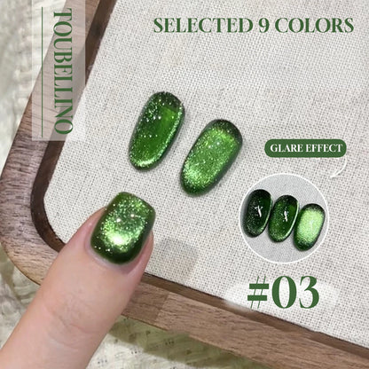 MIANEL 12ML Glass Bead Cat Eye Gel Nail Polish Flash White Spar Nude Color Magnetic Nail Polish White Nails Summer Nails 1-12pcs