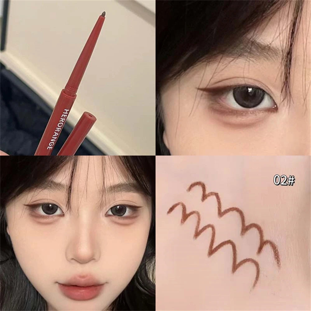 12 Colors Eyeliner Pencil Waterproof Long-lasting Orange Black Brown Easy Wearing Eyeshadow Contour Stick Lying silkworm Makeup