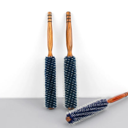 Wood Handle Round Rolling Brush Boar Bristle Nylon Hair Comb Anti Static Brush Straight Twill Hair Comb Hairdressing Tool