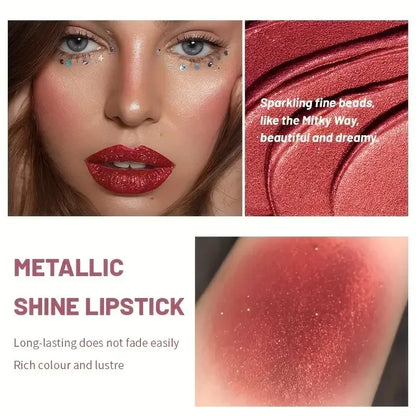 Pudaier Glitter Pearlescent Lipstick: Waterproof Diamond Shimmer & Hydrating Glow