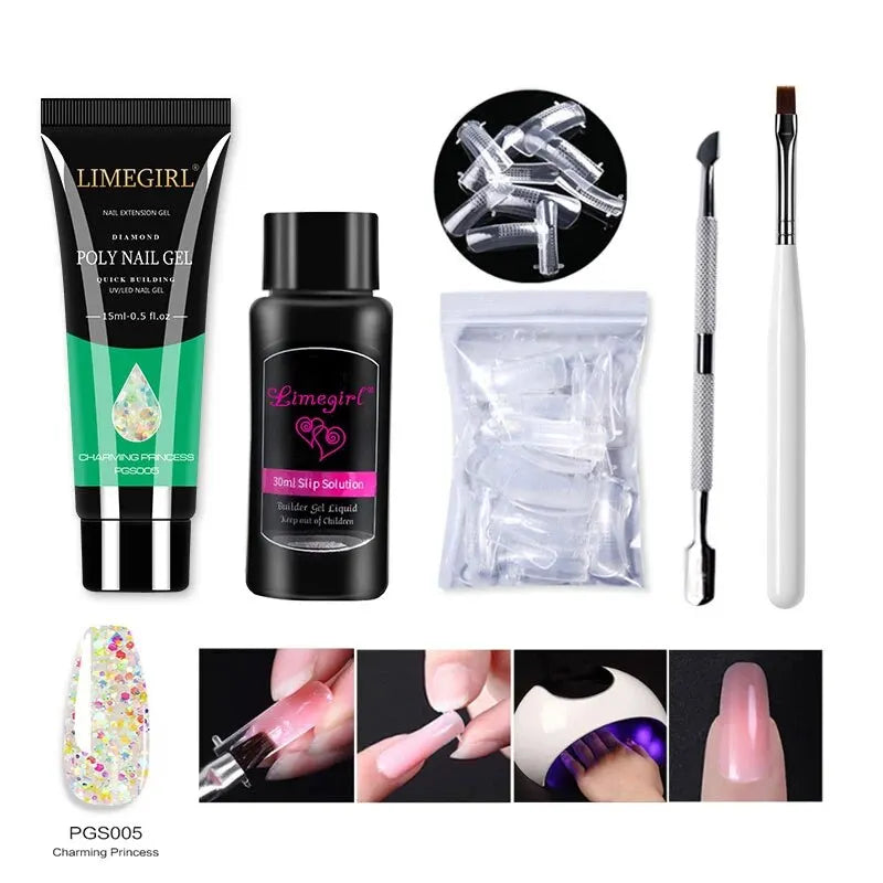 LIMEGIRL 15ml Nail Extension Gel Set Quick Extend Mold Nail Kit Gel Set For Manicure Tools Vernis Semi Permanent Set