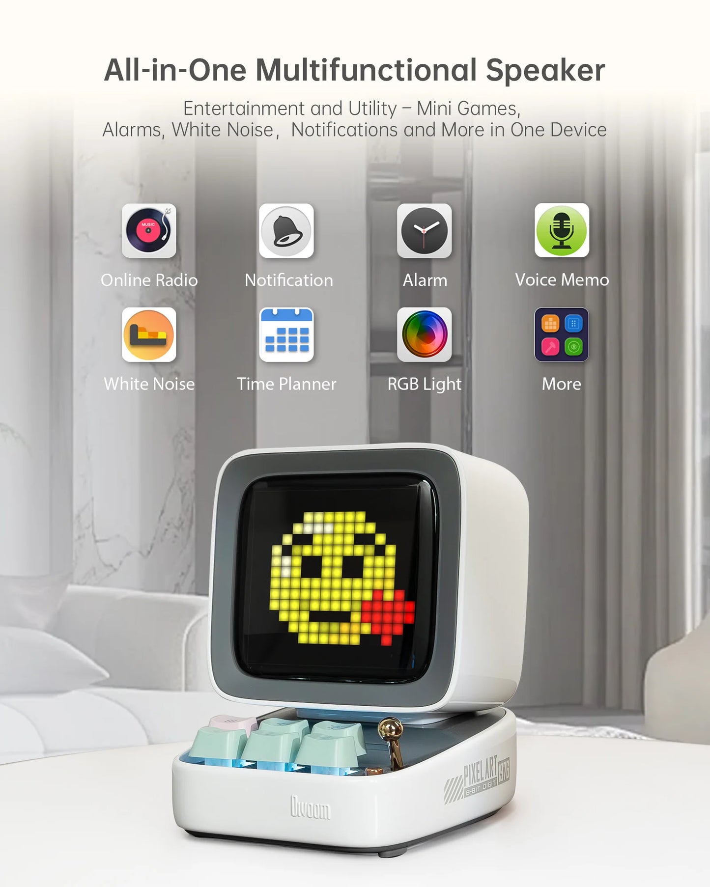 Divoom Ditoo-Pro Speaker Mini Retro Pixel Art Bluetooth Portable Alarm Clock DIY LED Display Board Cute Gift Vintage 블루 투 스 화자