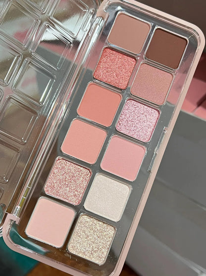 12 Colors Shimmer Matte Eyeshadow Palette Nude Rose Pink Glitter Pigment Eye Shadow Lasting Waterproof Make Up Palette Cosmetics