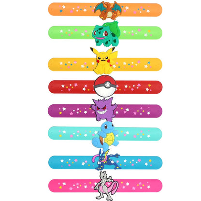 Pokemon Slap Bracelet Kids Pikachu Birthday Decoration PVC Anime Wristband Child Slap Band Puzzle Toy Boys Girls Birthday Party