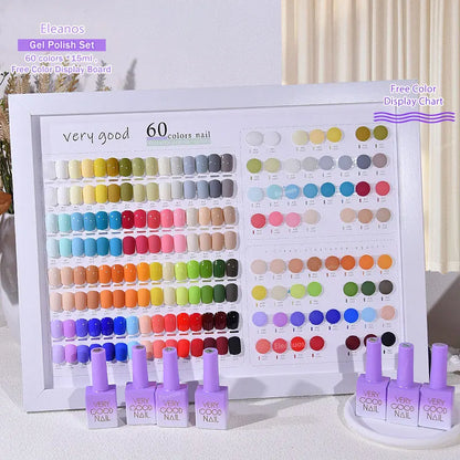 Eleanuos Bubble 60pcs Gel Polish Set Very Good Nail Gel 15ML With Color Card For Nail Art Whole Set Nail Gel Polish Learner Kit