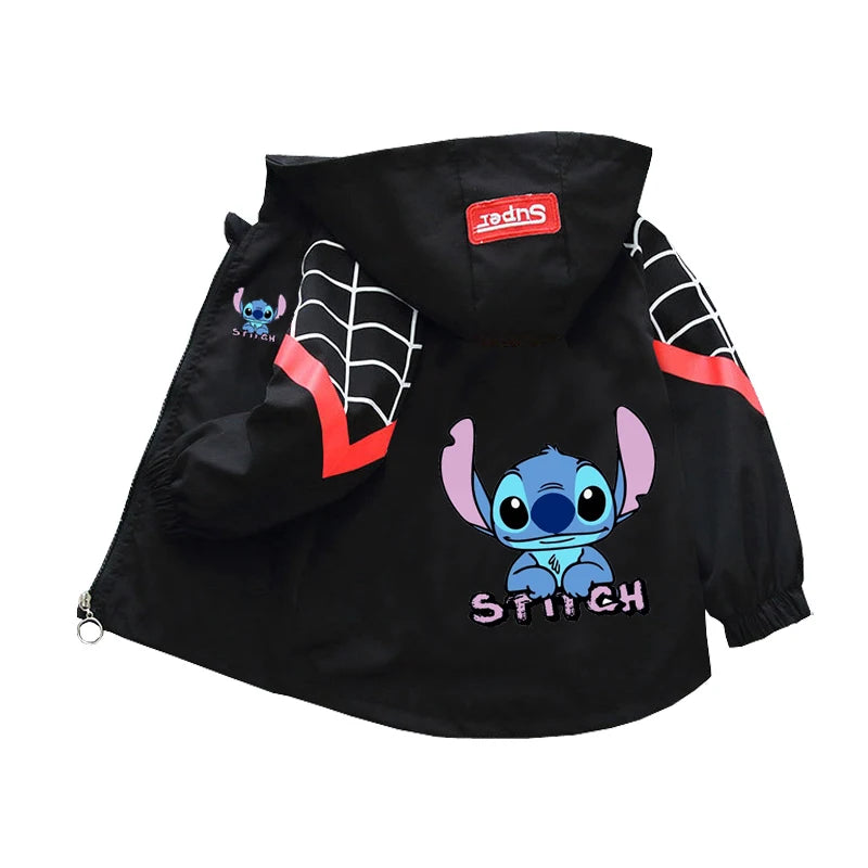 Boys Spiderman Hooded Jackets 1-10 Years Girls Spring Autumn Stitch Print Sports Coats Children Cartoon Outerwear Kids Clothes