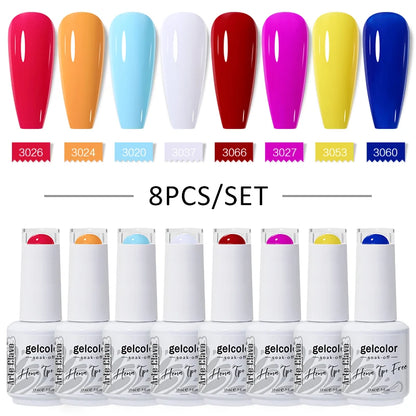 Arte Clavo 8Pcs/Set Gel Nail Polish Set 15ml Colorful Semi Permanent For Manicure Varnish Soak Off UV LED Nail Art Gel Kits