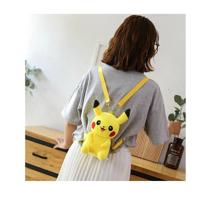 30cm Pokemon Fashion Japanese Anime Fun Cartoon Small Bag Pikachu Plush Doll Backpack Girl Cute Pikachu Plush Backpack