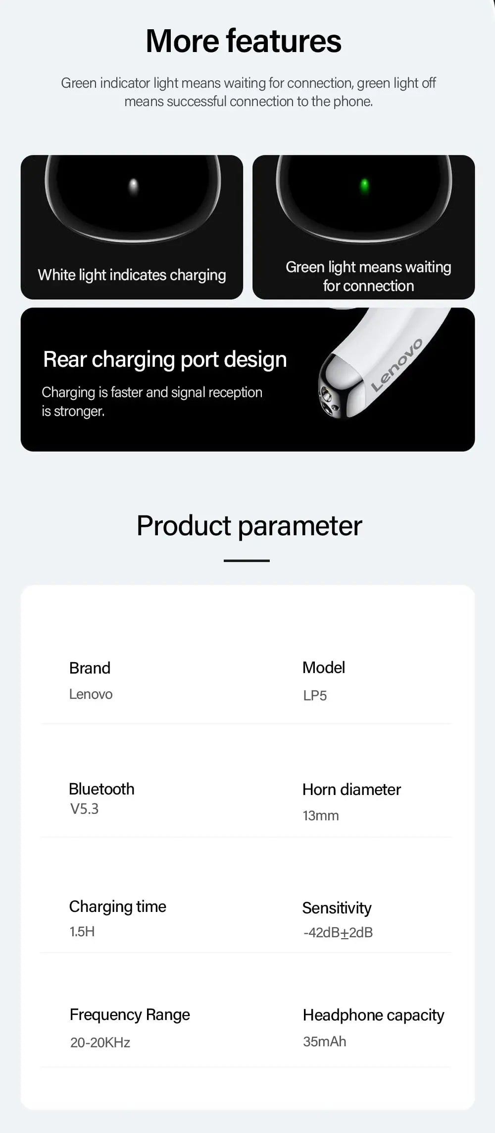 Lenovo LP5 Wireless Earbuds