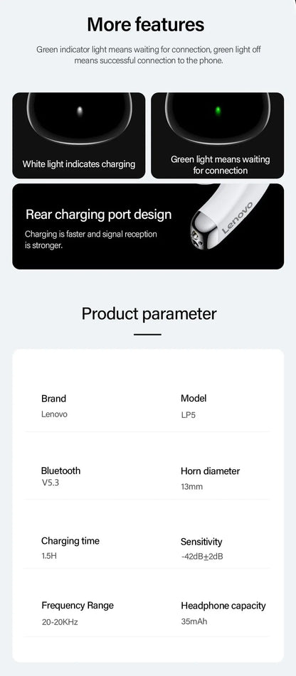 Lenovo LP5 Wireless Earbuds