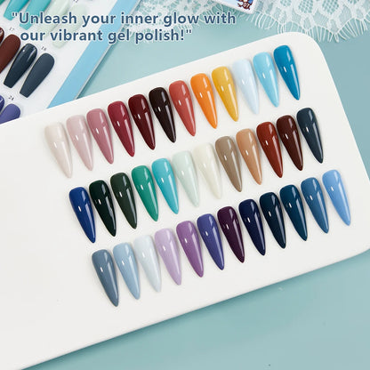 Vendeeni 36 Colors/Set High Pigment Winter Cyan Blue Gel Nail Polish TPO HEMA FREE Brown Purple UV LED Gel Varnish With Display