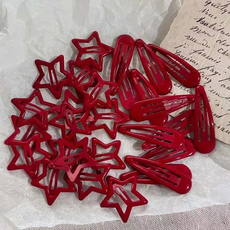 Red Star Snap Hair Clips.