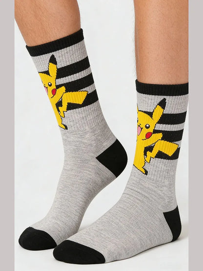 1/3 Pairs Pokémon Pikachu Cartoon Cute Knitted Mid-Calf Socks for Men and Women