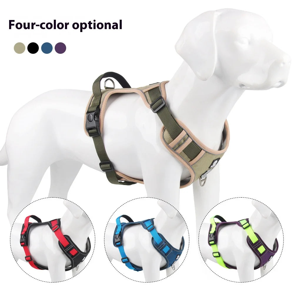 Anti-Pull Reflective Dog Harness with Multi-Point Adjustment No Pull Pet Vest for Pet Dogs Chew Proof and Durable