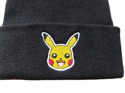 Pokemon Knitted Caps Anime Cute Pikachu Printed Winter Warm Beanies Hat Kids Unisex Outdoor Embroidery Bonnet Christmas Gifts