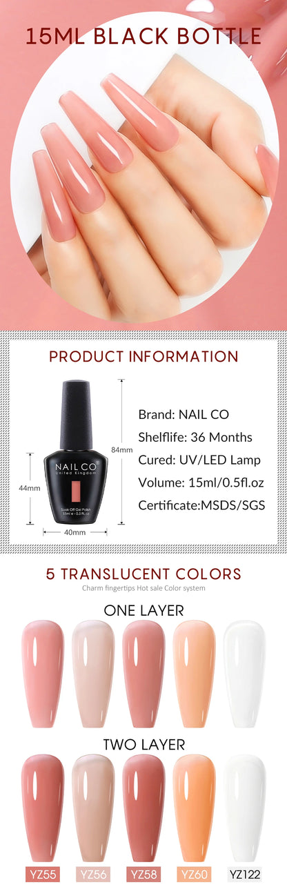 NAILCO 15ml Brown Nails Art Red Color Gel Nail Polish Semi-permanent UV Gel Polish Coffee Manicure Chocolate Hybrid Nail Varnish