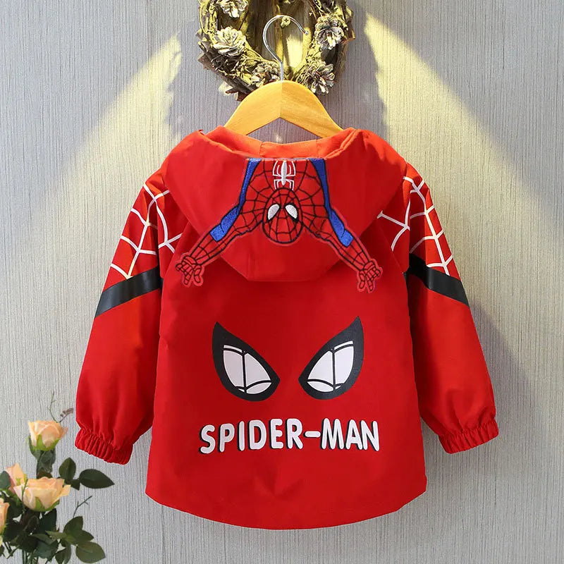 Boys Spiderman Hooded Jackets 1-10 Years Girls Spring Autumn Stitch Print Sports Coats Children Cartoon Outerwear Kids Clothes