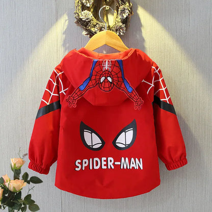 Boys Spiderman Hooded Jackets 1-10 Years Girls Spring Autumn Stitch Print Sports Coats Children Cartoon Outerwear Kids Clothes