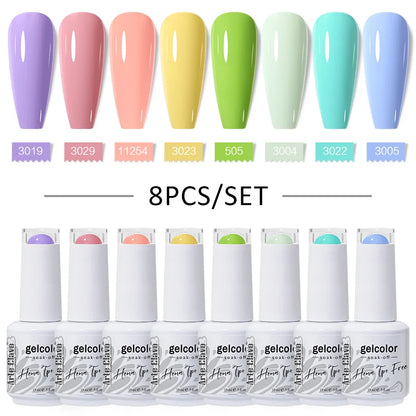 Arte Clavo 8Pcs/Set Gel Nail Polish Set 15ml Colorful Semi Permanent For Manicure Varnish Soak Off UV LED Nail Art Gel Kits