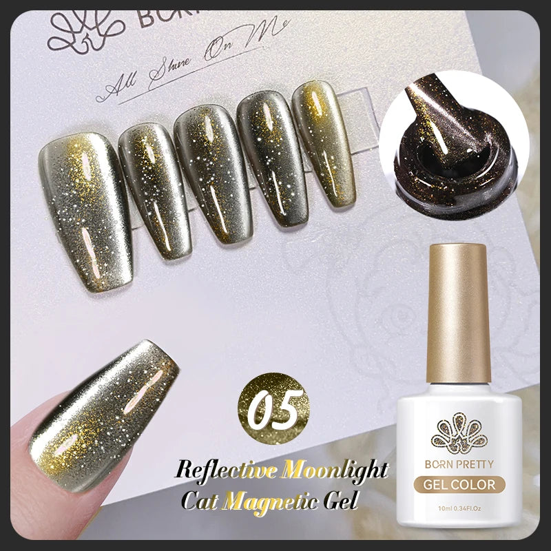 BORN PRETTY Sparkling Glass Bead Cat Magnetic Gel Nail Polish Flash White Spar Red Color Semi Permanent Soak Off UV Gel Varnish
