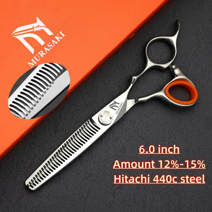 MURASAKI 6.0 inchhair thinning scissors，Professional Barber Accessories，Made by Hitachi 440C Steel，High-end Hair Cutting Tools