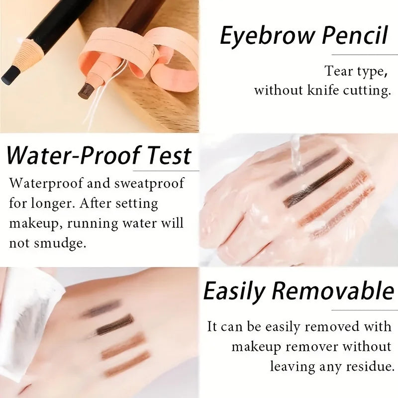 Professional Peel-Off Eyebrow Pencil: Waterproof Long-Lasting Pull-Line Enhancer