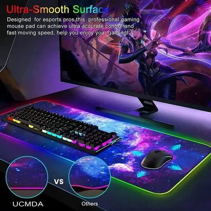 Custom RGB Gaming Mouse Pad XXL 12 LED Modes Non-Slip Rubber Large Computer Keyboard Mousepad for Computers PC Laptop and Office
