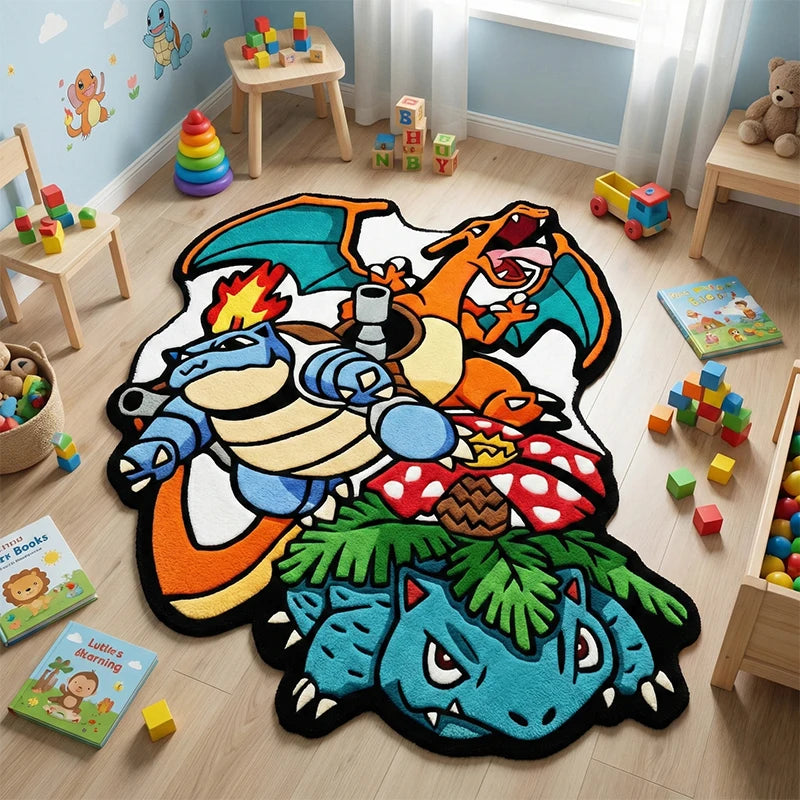 Anime Pokemon Charizard Blastoise Venusaur Rug Fluffy Soft Floor Mat Kids Bedroom Decor Gamer Gift Non-slip Area Carpet